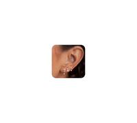 Turandoss 3 Pairs Cubic Zirconia Stud Earrings Set for Women, 14K Gold Plated Hypoallergenic Round CZ Cartilage Earrings, Dainty Everyday Multiple Piercings Jewelry for Women