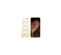 Turandoss 5 Pairs Gold Hoops Earrings for Women, Hypoallergenic 14K Gold Plated Small Huggie Hoop Earrings Helix Cartilage Hoop Earring Set Dainty CZ Earring Stacks for Multiple Piercing