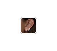 Turandoss 5 Pairs Silver Earrings Set for Women, 14K Silver Plated Hypoallergenic Helix Huggie Small Hoops Earrings Flat Back Stud Ear Climber Earring Cartilage Hoop Earring Stack Piercing Jewellery