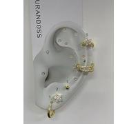 Turandoss 5 Pairs Silver Flat Back Stud Hoops Earrings for Women, Hypoallergenic 14K Gold Plated Helix Huggie Hoop Earring Ear Cuff CZ/Star/Ball Cartilage Earring Stack Tragus Piercing Jewellery Set