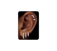 Turandoss 5 Pairs Silver Hoop Earrings for Women, Hypoallergenic Flat Back Earrings Stud Earrings Helix Huggies Small Hoop Earring Stack Tragus Conch Daith Cartilage Rook Piercing Jewellery Set