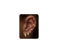 Turandoss 7 Pairs Gold Hoops Earrings Set for Women, Hypoallergenic 14K Gold Plated Flat Back Stud Earrings Helix Huggies Small Hoop Earring Ear Cuff Cartilage Earring Stack Piercing Jewellery Set