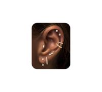 Turandoss 8 Pairs Gold Flat Back Earrings Set for Women, 14K Gold Plated Hypoallergenic Stud Hoops Earrings for Women Helix Huggie Drop Hoop Earring Cartilage Earring Stack Piercing Jewellery