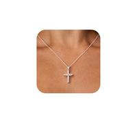 Turandoss Dainty Two-Tone Cross Infinity CZ Pendant Necklace for Women