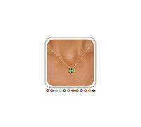 Turandoss Emerald Green Four Leaf Clover Birthstone Necklace for Women