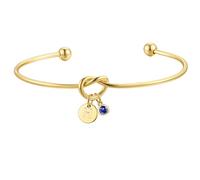 Turandoss Initial Created Birthstone Bracelets for Womens Girls - Trendy Letter H Knot Bangle Bracelet September Sapphire Created Birthstone Bracelets Bridesmaid Personalized Charm Birthday Gifts