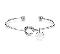 Turandoss Silver Initial Bracelets for Women Girls - Dainty Knot Initial Charm Bracelet Letter I Silver Jewelry Birthday Gifts for Women Girls