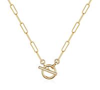 Turandot 14K Gold Plated Paperclip Chain Necklace - Dainty Link with Medallion, Evil Eye, Star, Lightning, Heart, Butterfly, Oval Charms
