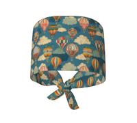 Turban Cap Colorful Fire Balloon, White Cloud Caps Sweat Absorbent Adjustable Sport Hat For Chef Tennis Work