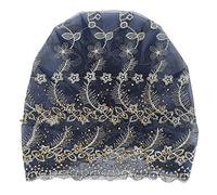 Turban Head Wraps for Women, Stylish Elegant Embroidered Feather Style European Retro Hat, Bonnet with Mesh Breathable Design, Free Size for Daily Wear Travel Party Hiking (Blue)