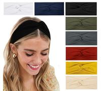 Turban Headbands for Women Boho Wide Women's Headbands for Hair Non Slip Twist Head Bands Headwraps Short Hair Stretchy Thick Fashion Accessories, Solid Color