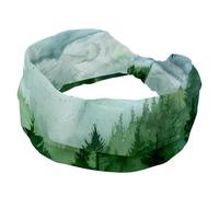 Turban Headbands for Women, Soft Wide Hairbands, Twisted Knot Cross Headband, Watercolor Landscape Forest Mountains Stretchy Headwraps, Fashion Hair Accessories