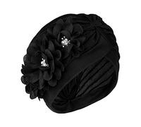 Turbans for Women African Turban Head Wrap Soft Turban Head Wrap Pre-tied Bonnet Head Scarves Flower Knot Beanie Cap Headwrap Headwear Pleated Beanie Cap Hair Loss Hat Slouchy Skull Cap for Ladies