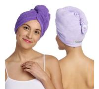 Turbie Twist 2-Pack Microfiber Hair Towel Turban for Straight, Wavy & Curly Hair - Quick Dry, Purple