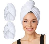 Turbie Twist Microfiber Super Absorbent Hair Towel (2 Pack)White