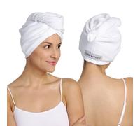 Turbie Twist Microfiber Super Absorbent Hair Towel (2 Pack)White