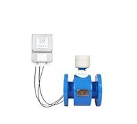 Turbine Flowmeter, 4-20mA Pulse Output RS485 Split Electromagnetic Flowmeter for Food Sewage Chemicals and Solid Containing Media Remote Monitoring(DN80 PTFE)
