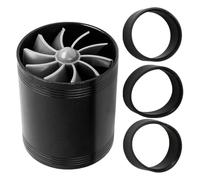 Turbine Intake Turbocharger Aluminum Double Fan Engine Turbocharger | Turbo Charger Automotive Replacement for Car Universal Fit Gas Saver Intake Air Booster Twin Fan Turbine Boosts Engine Black