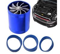 Turbine Intake Turbocharger Aluminum Double Fan Engine Turbocharger | Turbo Charger Automotive Replacement for Car Universal Fit Gas Saver Intake Air Booster Twin Fan Turbine Boosts Engine Blue