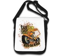 Turbo Chicks Reloaded Burn The Road Biker Graphic Shoulder Bag White