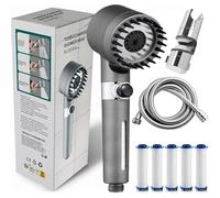 Turbo High Pressure Filtered Shower Head with Handheld 3 Spray Modes Visible Window(Riser Set)