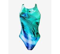 Turbo Light Wide Strap Swimsuit Blue Green Women - 3XL