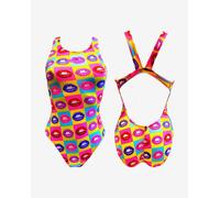 Turbo Lips Wide Strap Swimsuit Yellow Pink Women - L