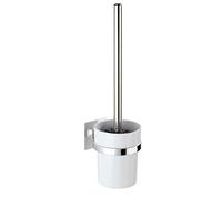 WENKO Turbo-Loc Quadro Toilet Brush Attachment Without Drilling, ABS plastic, Silver, 35.5 x 12 x 9.5 cm