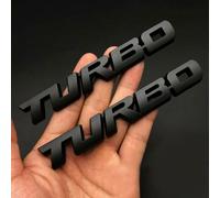 Turbo Logo Black Metal Car Body Sticker Car Emblem Badge 3D Pack of 2
