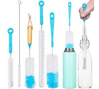 Turbo Microfiber Bottle Brush Cleaner Pack - Set of 5 Long, Cleaning Brushes for Baby Bottles, Water Bottles, Straws, Tumblers, Wine Decanters and Flask - Kitchen Supplies