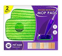 Turbo Mops Reusable Floor Mop Pads - Pack of 2, Machine Washable, 12-inch Microfiber Mop Refills - Compatible with Swiffer Wet Jet - Household Cleaning Tools