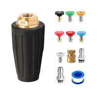 Turbo Nozzle Pressure Washer Tips 4000PSI Max (Max 5000 PSI), 1/4” and 3/8” Quick Connect with 7 Pressure Washer Nozzle Tips for Concrete, for Car & Outdoor Garden, Concrete Brick Vinyl Surface