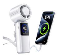 Turbo Portable Handheld Fan, 15000mAh Foldable Rechargeable Personal Fan for 50H, 4-in-1 Neck Fan with Built-in USB-C Cable & Display, 15m/s Hand Fans for Travel Concerts Outdoors Gifts for Women
