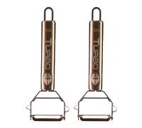 TURBO PRODUKTE Turbo Peeler Stainless Steel Rose Gold for Fruit and Vegetables - Forward and Reverse with Pendulum Blade for Left and Right Handed Users - Pack of 2, TSRG001-2