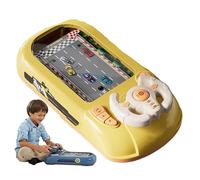 Turbo Race Interactive Game Set With 200 Challenges, 2026 New Driving Steering Wheel Toy, Adventure Racing Game Box For Children, Obstacle Avoidance Desktop Car Racing Games (Yellow)