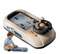 Turbo Race Interactive Game Set With 200 Challenges, 2026 New Driving Steering Wheel Toy, Adventure Racing Game Box For Children, Obstacle Avoidance Desktop Car Racing Games (White)