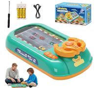 Turbo Race Interactive Game Set with 200 Challenges, Musical Driving Simulation Steering Wheel, Educational Table Racing Adventure Car Steering Wheel Toy with Sounds & Lights for Boys Girls(Green)