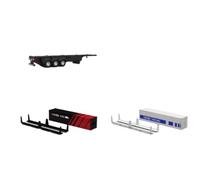Turbo Racing 1/76 Scale RC Trailer, 2.4G 6CH 3-Axle Semi-Trailer with LED Light System, Remotely Controlled Lifting Support & 2 Cargo Containers for C50 Semi-Truck - RTR