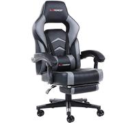 Gtforce Turbo Reclining Sports Racing Gaming Office Desk Pc Car Faux Leather Chair (grey)