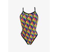 Turbo Revolution 80's Lines Swimsuit Yellow Blue Pink Women - 3XL