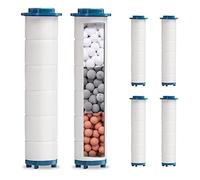 Turbo Shower Head Filter with Minerals, Hydro Shower Head High Pressure Handheld Vortex Turbo Fan Showerhead Filter for Hard Water, Reduces Dry Itchy Skin, 3.7in Set of 6 Replacement PP-Cotton Filters