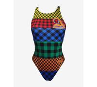 Turbo Tartan College Wide Strap Swimsuit Multi-Colour Women - S