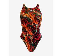 Turbo Tiger Roses Swimsuit Orange Red Women - S