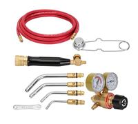 Turbo Torch Kit Include CGA 200 Ace Regulator,G-4 Handle, AH-12 Hose, A-3, A-5, A-11, A-14 tips, Adaptor CGA200 (MC) To CGA520 (B），tank Key and Igniter