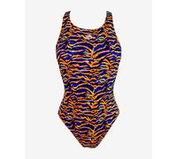 Turbo Wide Strap Top Tiger Swimsuit Orange Blue Women - XL