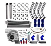 Turbocharger Assembly For T3 T4 T04e .57 A/r Turbo | Intercooler Piping Kit 5-bolt & Oil Feed Return Line