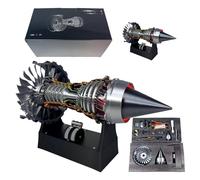 Turbofan Engine Model, Adjustable Speed Turbojet Engine, 1/25 Simulation Aviation Model, With Led Afterburner Effect, Aerospace Education Display (Red Diy Parts)