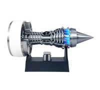 Turbofan Engine Model Kit, Adjustable Speed Aircraft Turbojet Model with Light, DIY Mechanical Science Education Gift Decor for Adult(Blue,Complete)