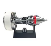 Turbofan Engine Model Kit, Adjustable Speed Aircraft Turbojet Model with Light, DIY Mechanical Science Education Gift Decor for Adult(Red,Complete)