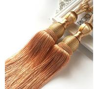 Turbokey 1 Pair Tassels Curtain Rope Tiebacks Champagne Drapery Tassel Clip Buckle Holdback Decorative Hand-knitted Cotton Tiebacks (Champagne)